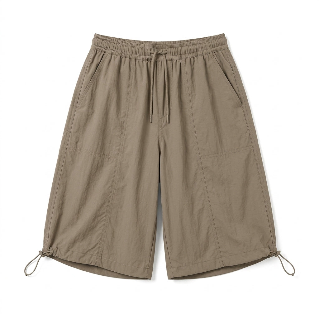 Cemllorar™ Unisex Parachute Shorts – Wide-Leg Utility Bermuda Shorts with Adjustable Drawstring Hems
