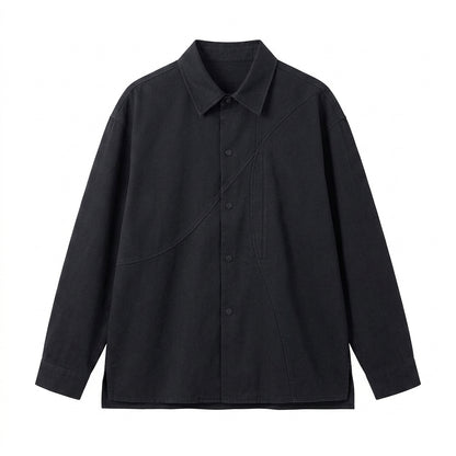 Cemllorar™ Unisex Oversized Utility Overshirt – Curved Seam Cotton Shirt Jacket, Minimalist Workwear Layer