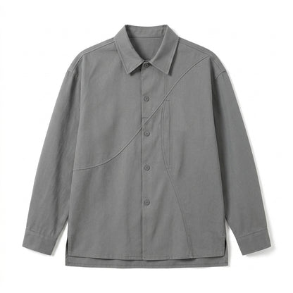 Cemllorar™ Unisex Oversized Utility Overshirt – Curved Seam Cotton Shirt Jacket, Minimalist Workwear Layer