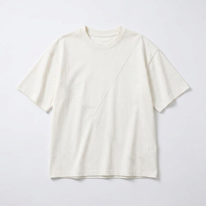 Cemllorar™ Unisex Asymmetric T-Shirt – Premium Heavyweight Cotton Tee, Offset Seam Minimalist Streetwear Top