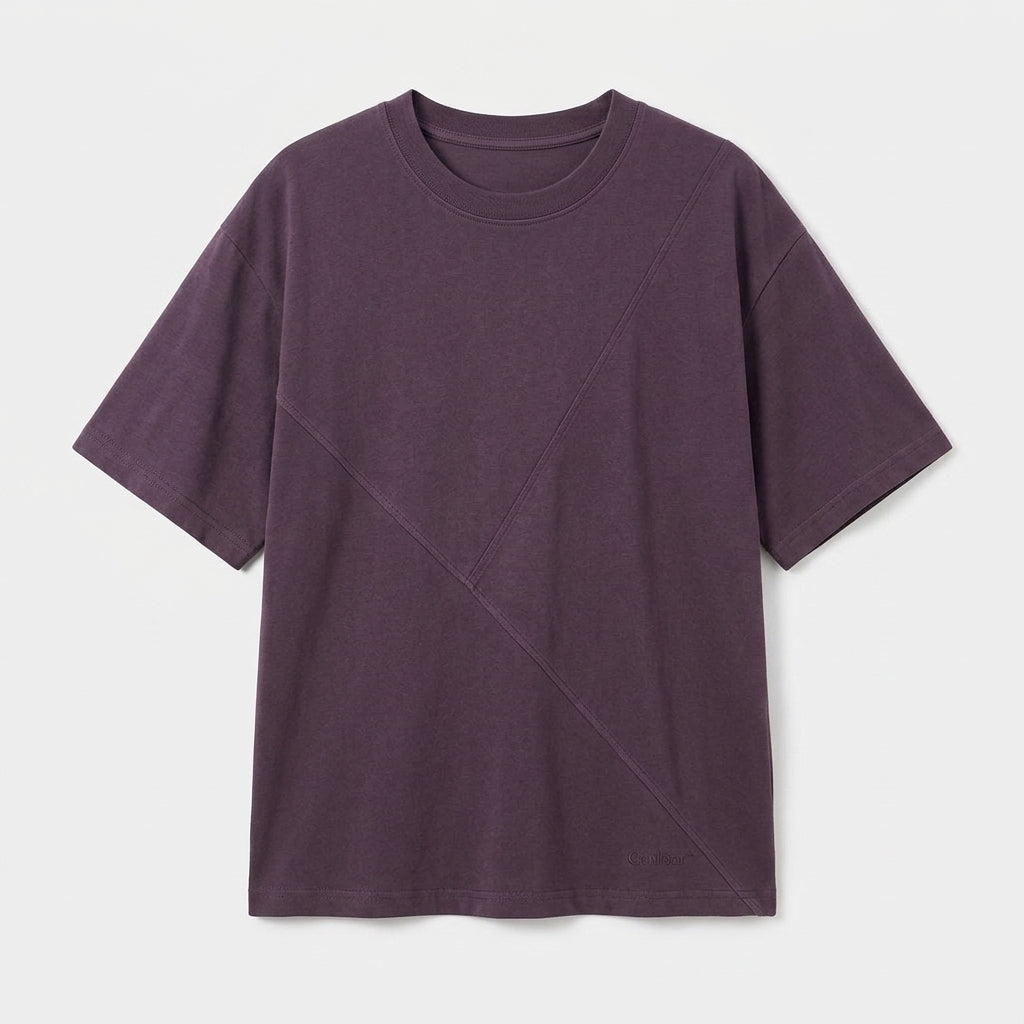 Cemllorar™ Unisex Asymmetric T-Shirt – Premium Heavyweight Cotton Tee, Offset Seam Minimalist Streetwear Top