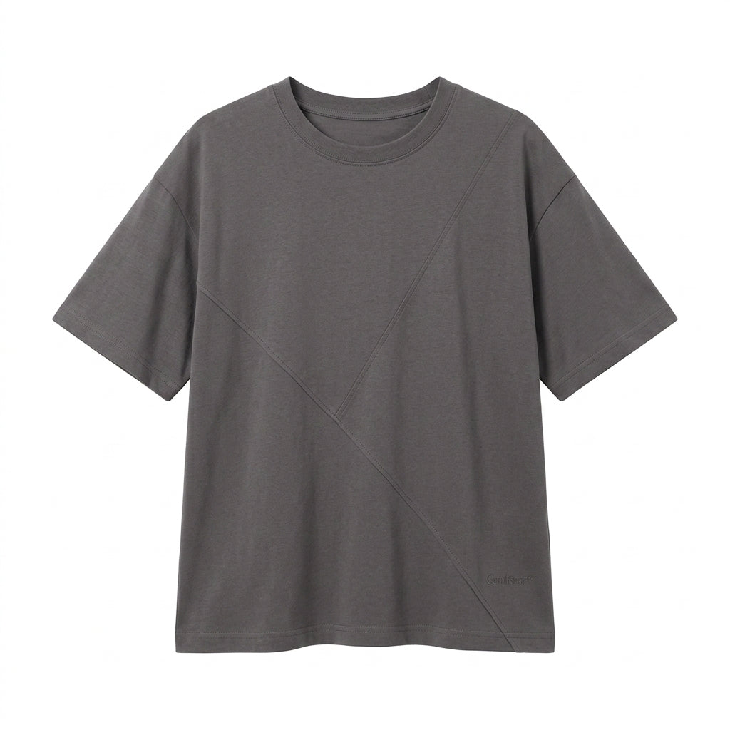 Cemllorar™ Unisex Asymmetric T-Shirt – Premium Heavyweight Cotton Tee, Offset Seam Minimalist Streetwear Top