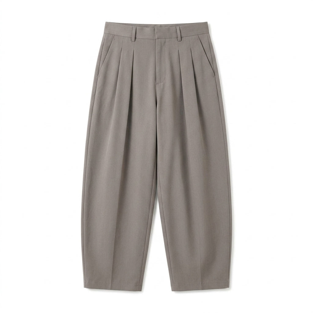 Cemllorar™ Unisex Barrel-Leg Pants – Pleated Wide Tailored Trousers, Relaxed High-Rise Gender-Neutral Bottoms