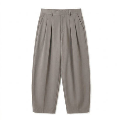 Cemllorar™ Unisex Barrel-Leg Pants – Pleated Wide Tailored Trousers, Relaxed High-Rise Gender-Neutral Bottoms