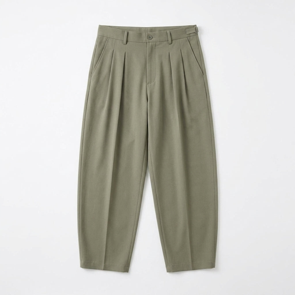 Cemllorar™ Unisex Barrel-Leg Pants – Pleated Wide Tailored Trousers, Relaxed High-Rise Gender-Neutral Bottoms