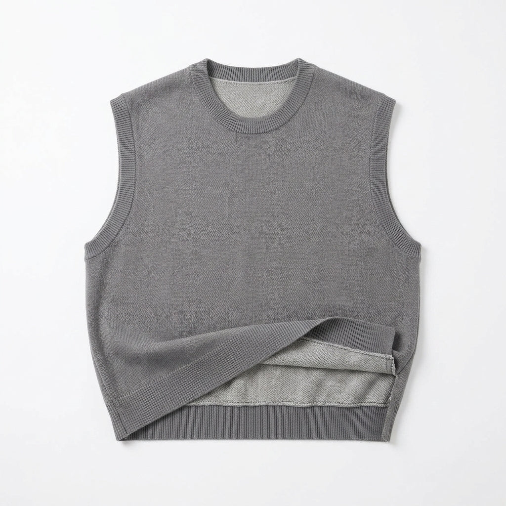 Cemllorar™ Reversible Unisex Knit Vest – Two-Sided Textured Sweater Vest, Minimalist Gender-Neutral Layering Top
