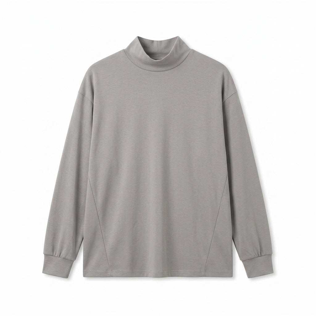 Cemllorar™ Unisex Mock-Neck Shirt – Soft Draped Long-Sleeve Minimalist High-Neck Layering Top