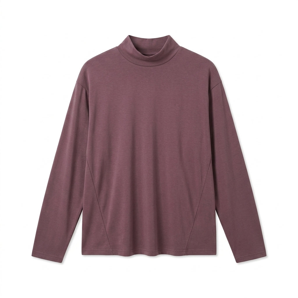 Cemllorar™ Unisex Mock-Neck Shirt – Soft Draped Long-Sleeve Minimalist High-Neck Layering Top