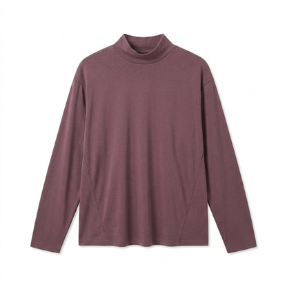 Cemllorar™ Unisex Mock-Neck Shirt – Soft Draped Long-Sleeve Minimalist High-Neck Layering Top