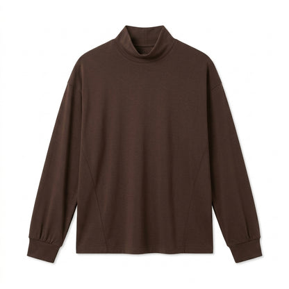 Cemllorar™ Unisex Mock-Neck Shirt – Soft Draped Long-Sleeve Minimalist High-Neck Layering Top