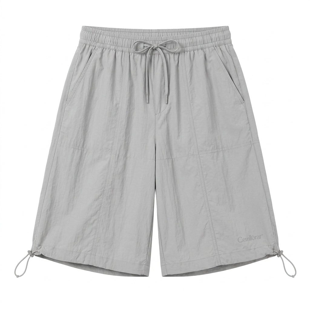 Cemllorar™ Unisex Parachute Shorts – Wide-Leg Utility Bermuda Shorts with Adjustable Drawstring Hems