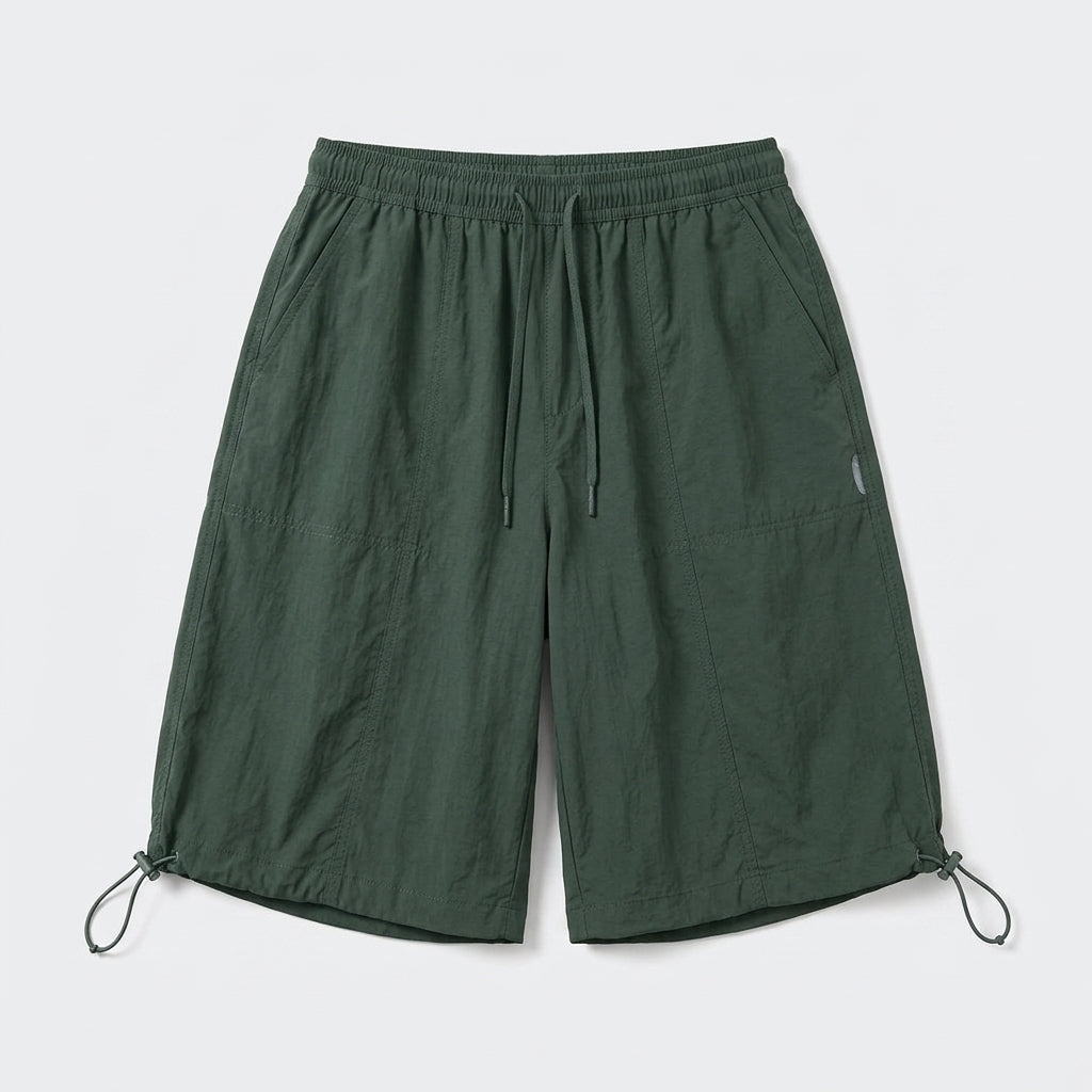 Cemllorar™ Unisex Parachute Shorts – Wide-Leg Utility Bermuda Shorts with Adjustable Drawstring Hems