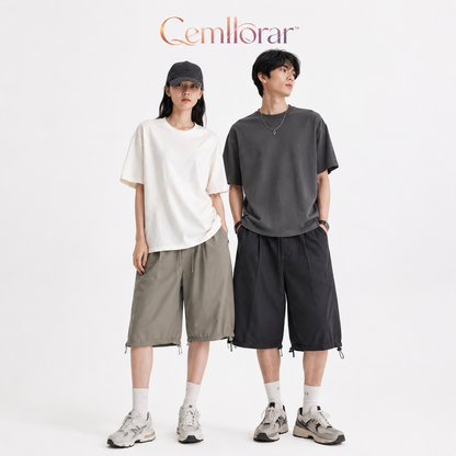 Cemllorar™ Unisex Parachute Shorts – Wide-Leg Utility Bermuda Shorts with Adjustable Drawstring Hems
