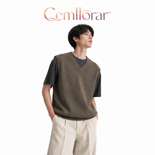 Cemllorar™ Reversible Unisex Knit Vest – Two-Sided Textured Sweater Vest, Minimalist Gender-Neutral Layering Top