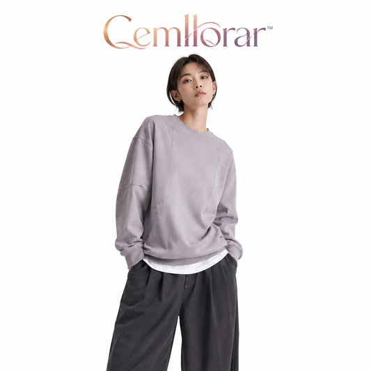 Cemllorar™ Unisex Structured Sweatshirt – Contour Panel Crewneck, Premium Oversized Minimalist Pullover