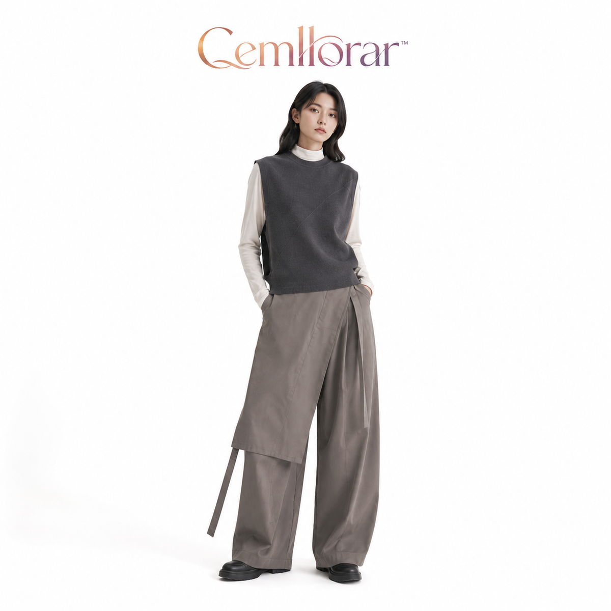 Cemllorar™ Unisex Convertible Wrap Pants – Detachable Side Panel Wide-Leg Utility Trousers
